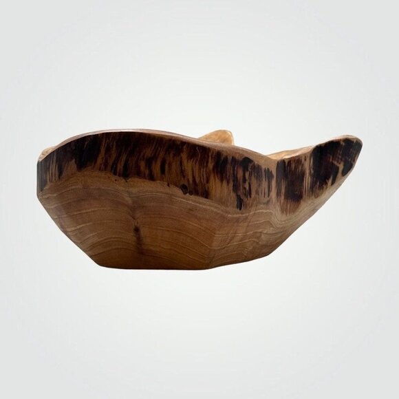 Shan Mu Wood Bowl Natural Live Edge Decorative Bowl Root Carved w Age Rings (M) - Picture 2 of 10